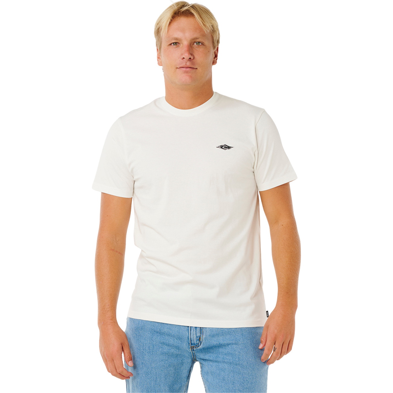 2026 Rip Curl Mens Streamline Embroid T-Shirt 10XMTE - White